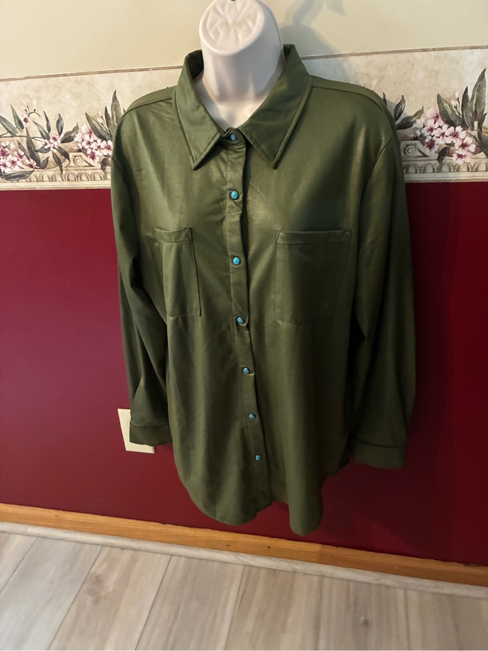 Relaxed Olive Green Button-Down Shirt